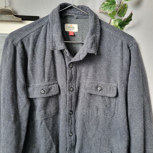 Marine Layer Men's Owen Brushed Stretch Twill Overshirt in Dark Heather Grey M - Picture 3 of 10